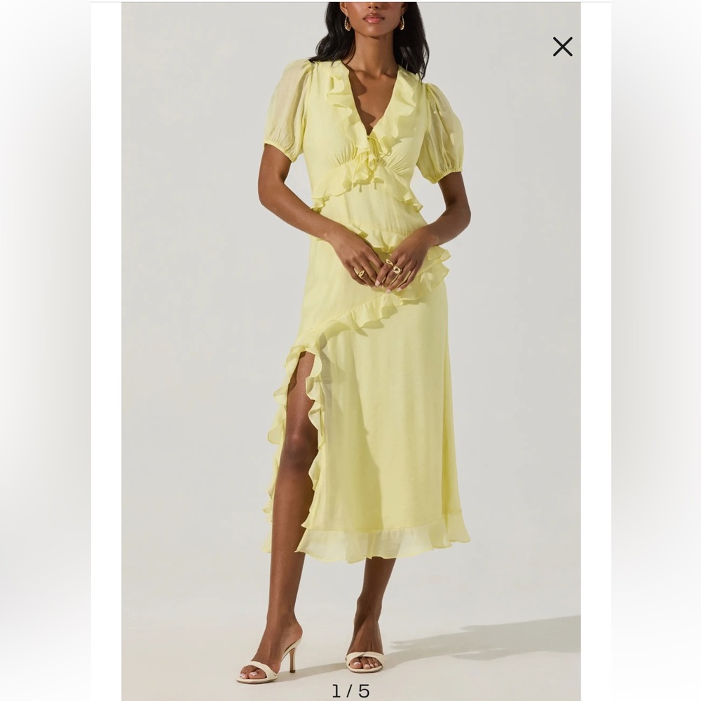 ASTR Asymmetrical Butter Yellow Dress
